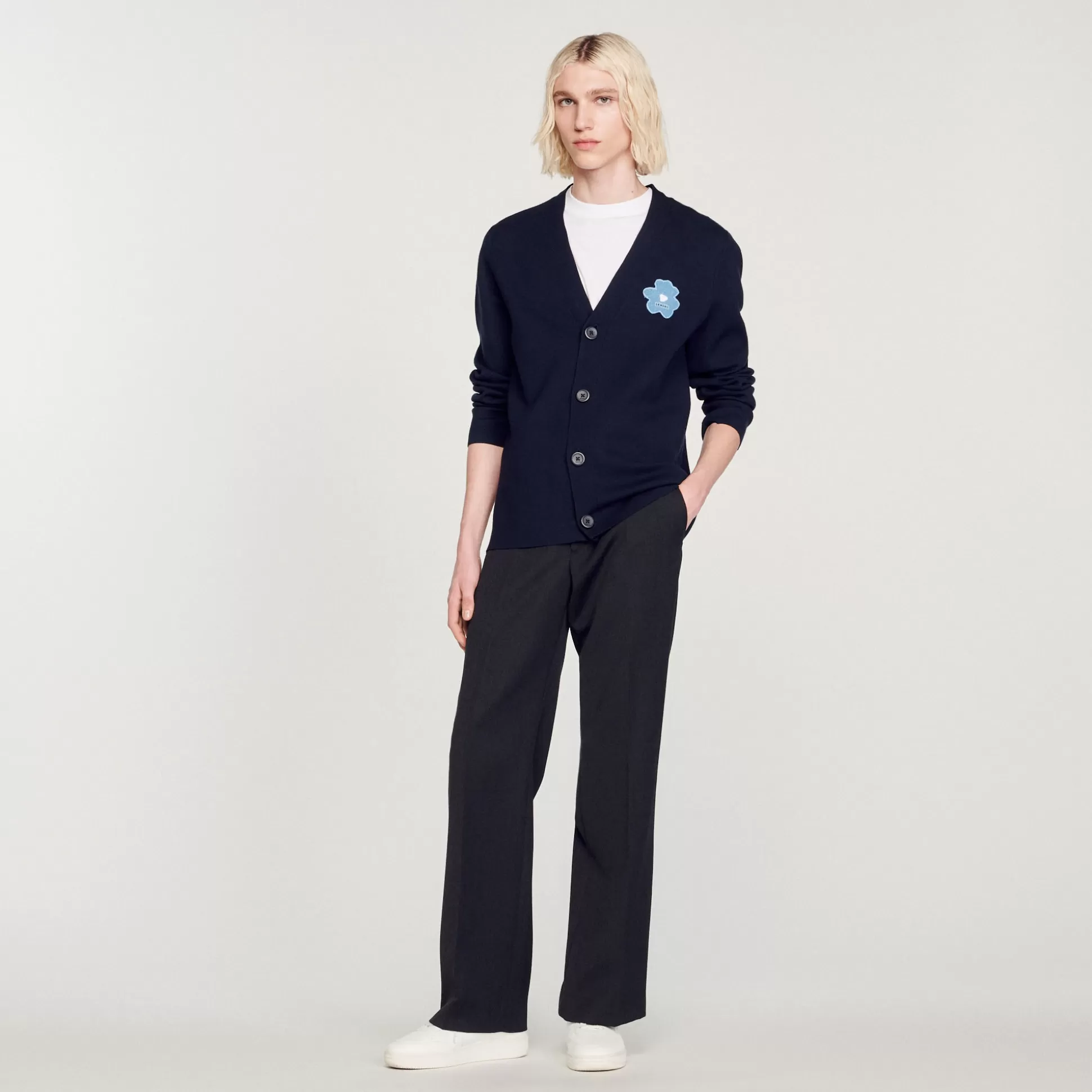 Hot Cardigan Patch Fleur Homme Pulls & Gilets