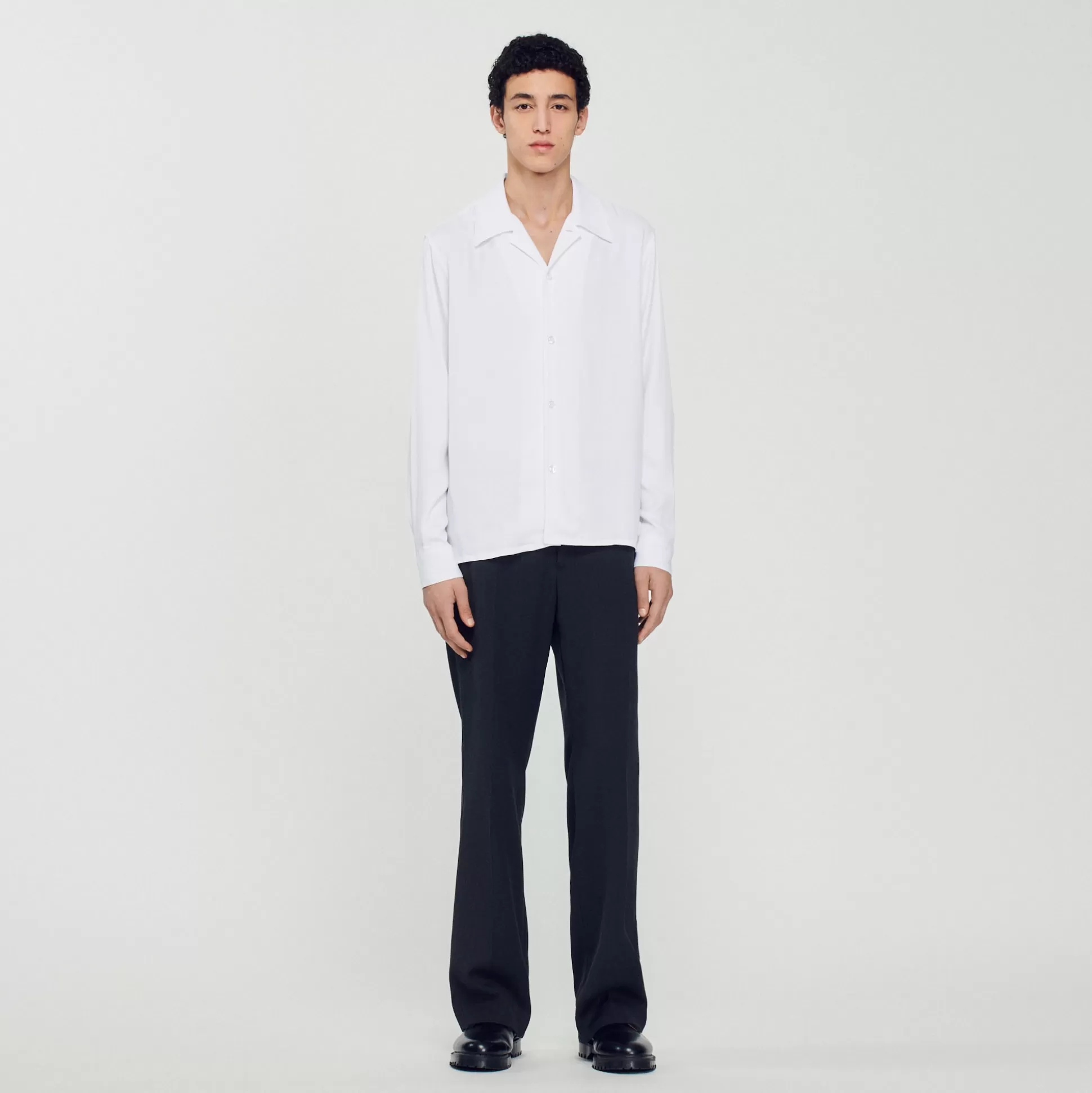 Sale Chemise Fluide Col Requin Homme Homme Chemises