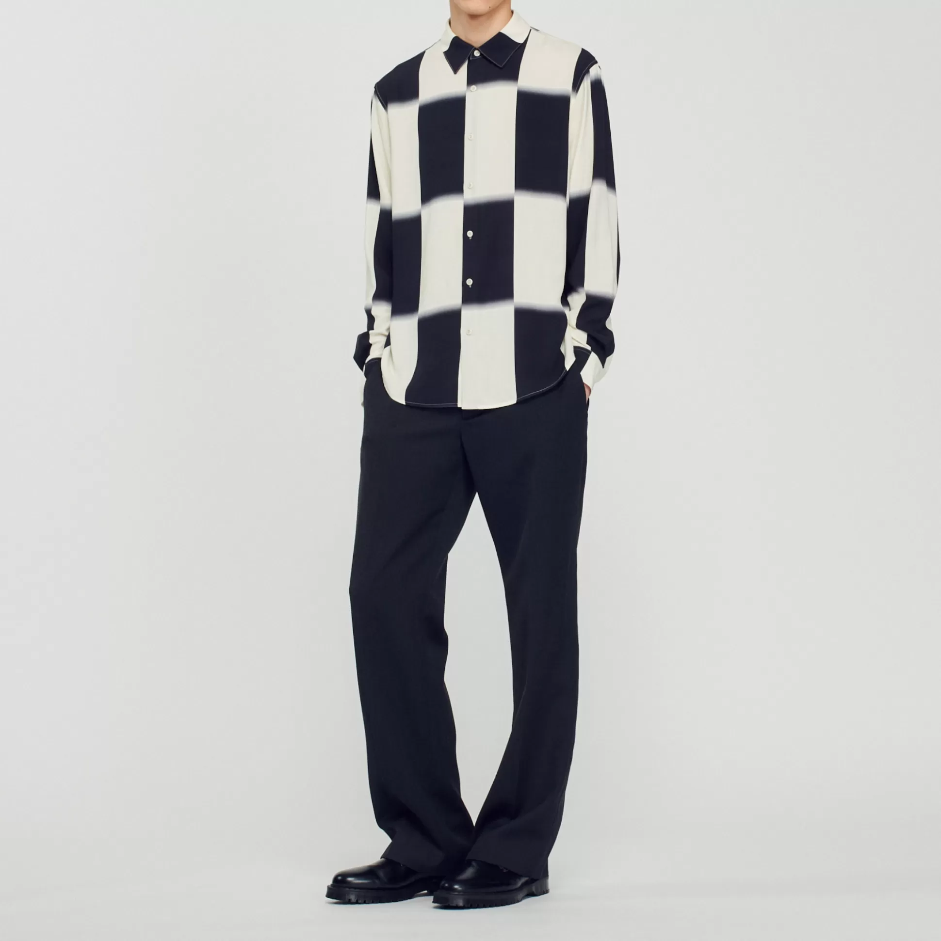 New Chemise Fluide Imprimé Carreaux Homme Chemises