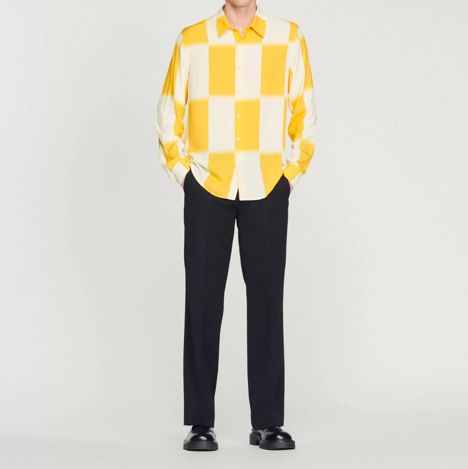 New Chemise Fluide Imprimé Carreaux Homme Chemises