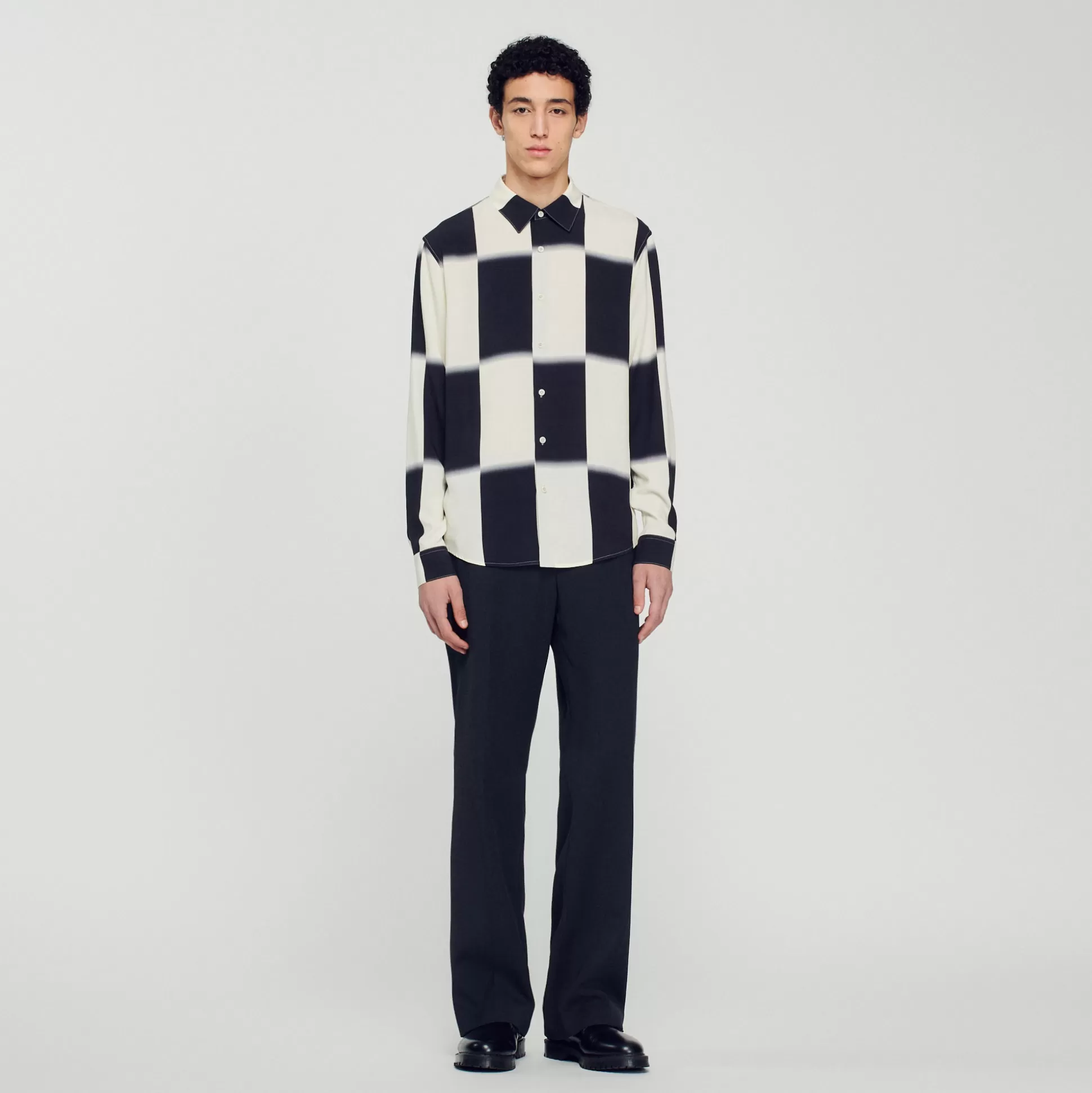 New Chemise Fluide Imprimé Carreaux Homme Chemises