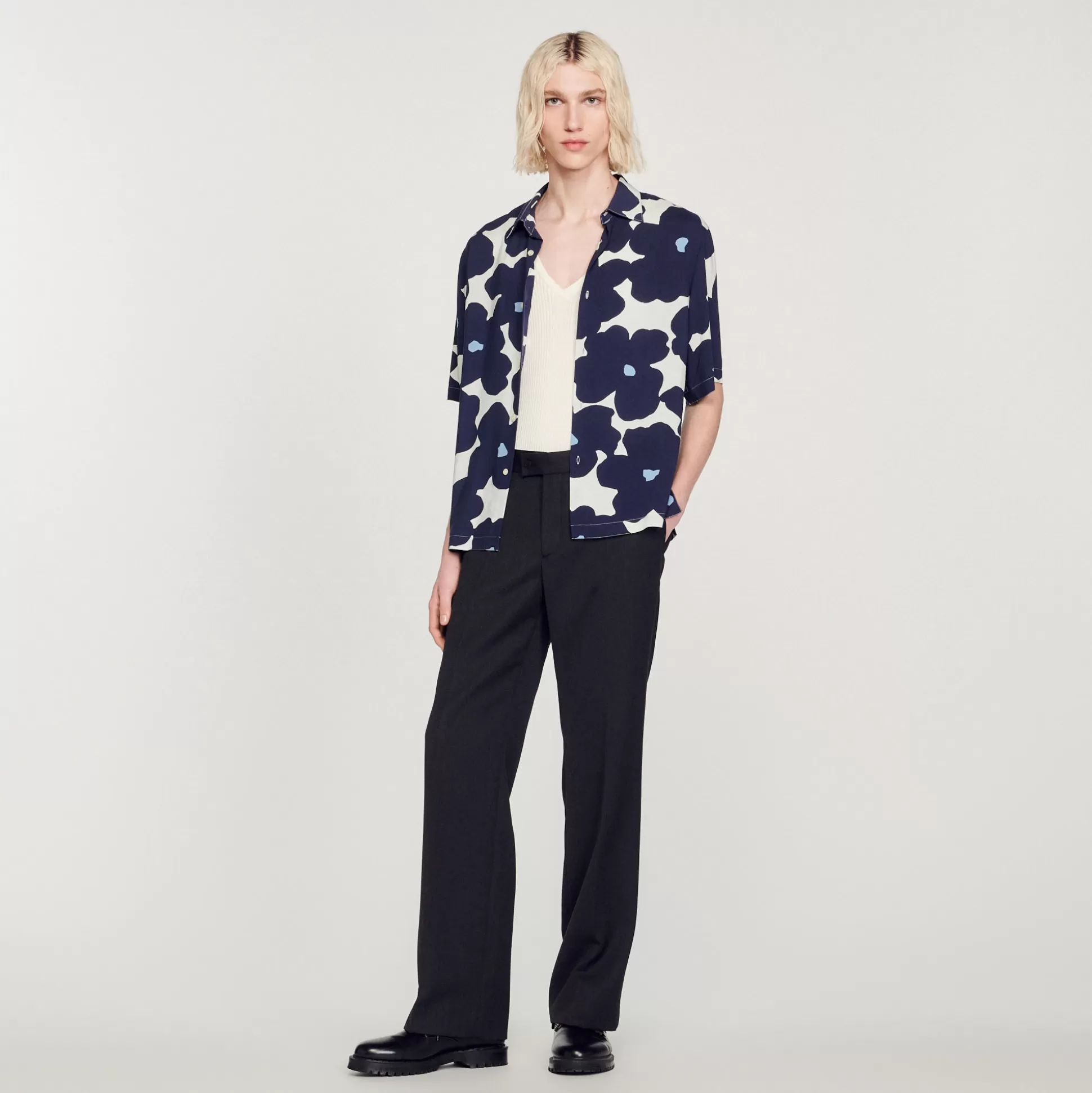 Hot Chemise Imprimé Fleurs Homme Chemises