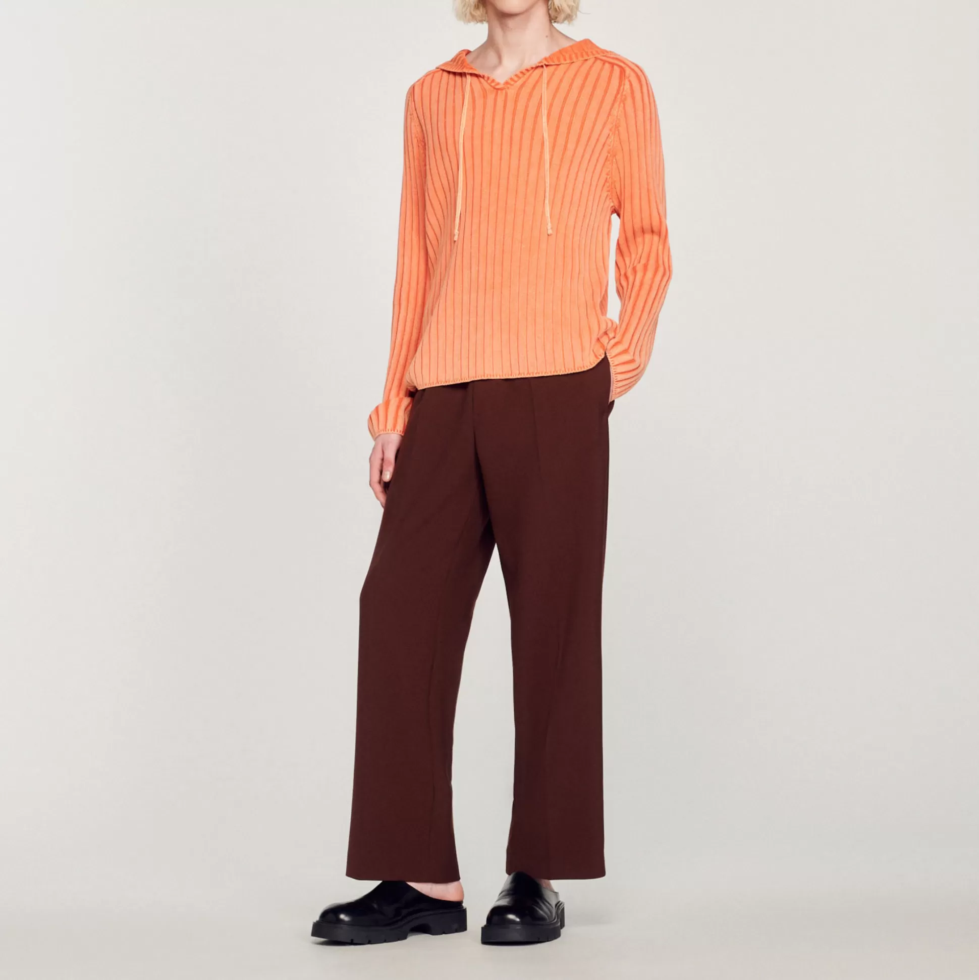 Online Hoodie En Maille Délavée Homme Pulls & Gilets