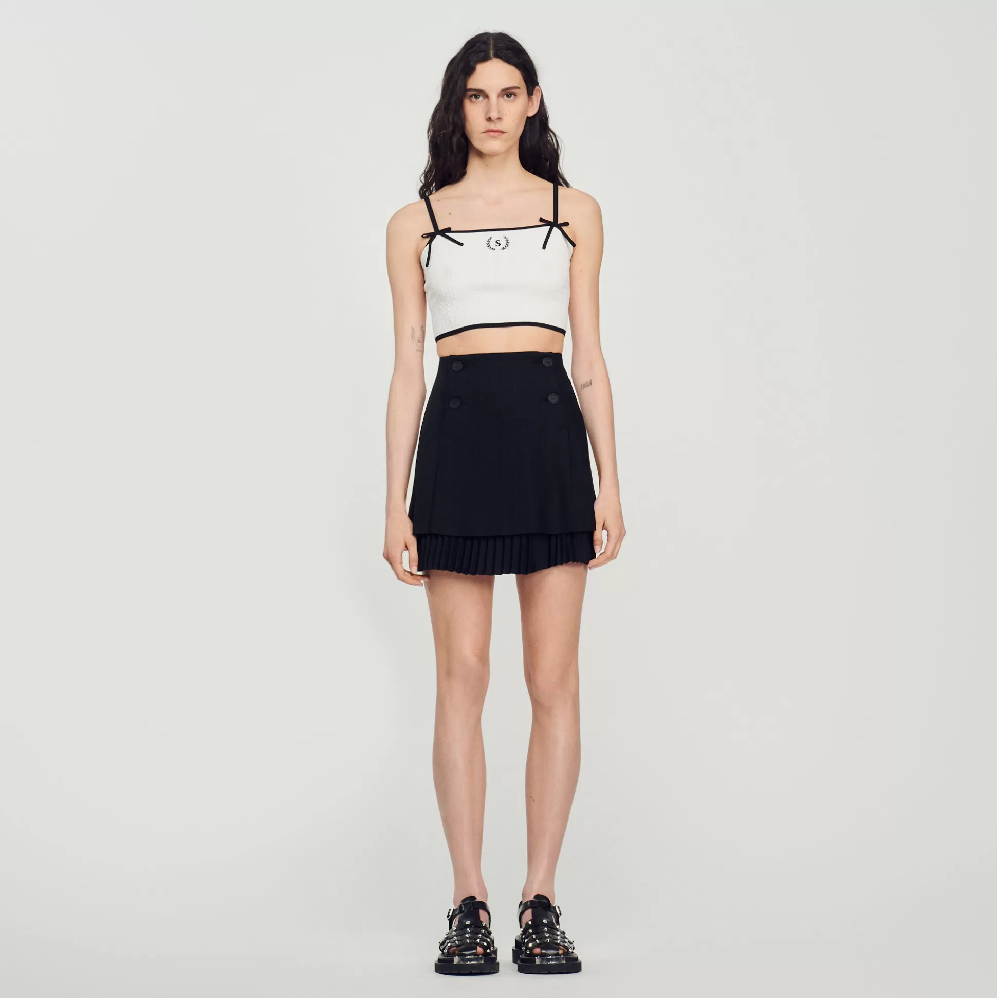 Store Jupe Courte Avec Plissé En Trompe L'Œil Femme Jupes & Shorts