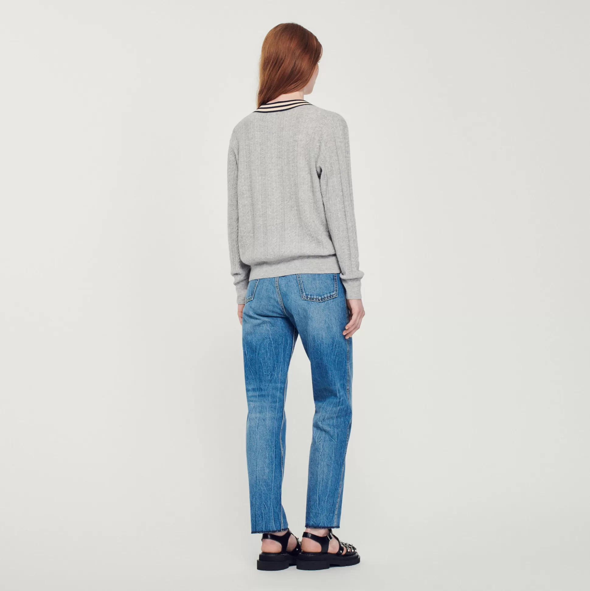Sale Pull À Col V Profond Bicolore Femme Pulls & Cardigans