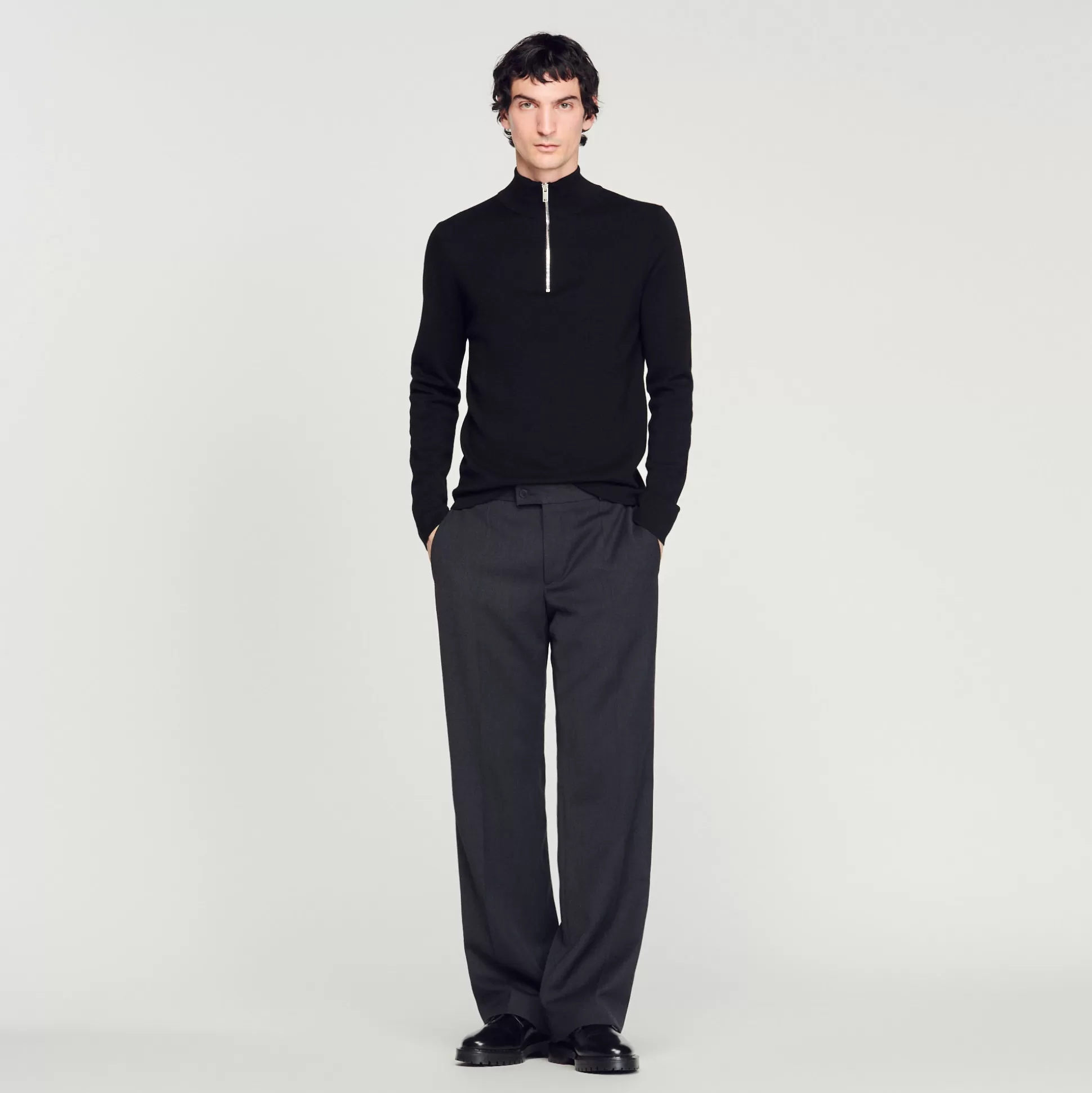 Outlet Pull En Laine À Col Zippé Homme Pulls & Gilets